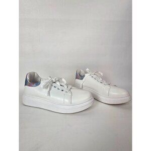 Glitter Rainbow Heel White Platform Sneakers Alexander Moneu Womens Size 6